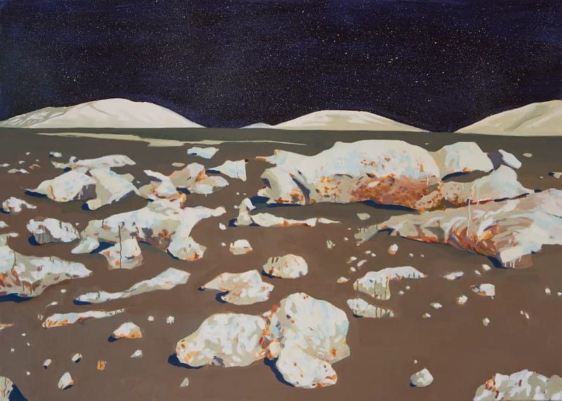 Paisaje lunar con estrellas